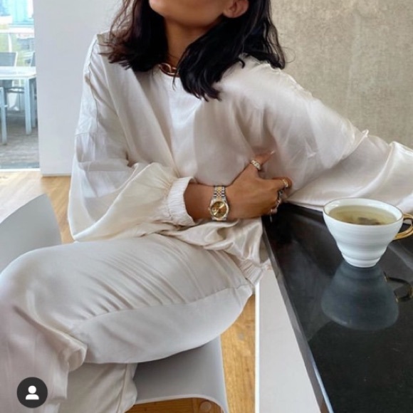 Zara 2 piece satin effect top and jogging pants - Picture 6 of 9